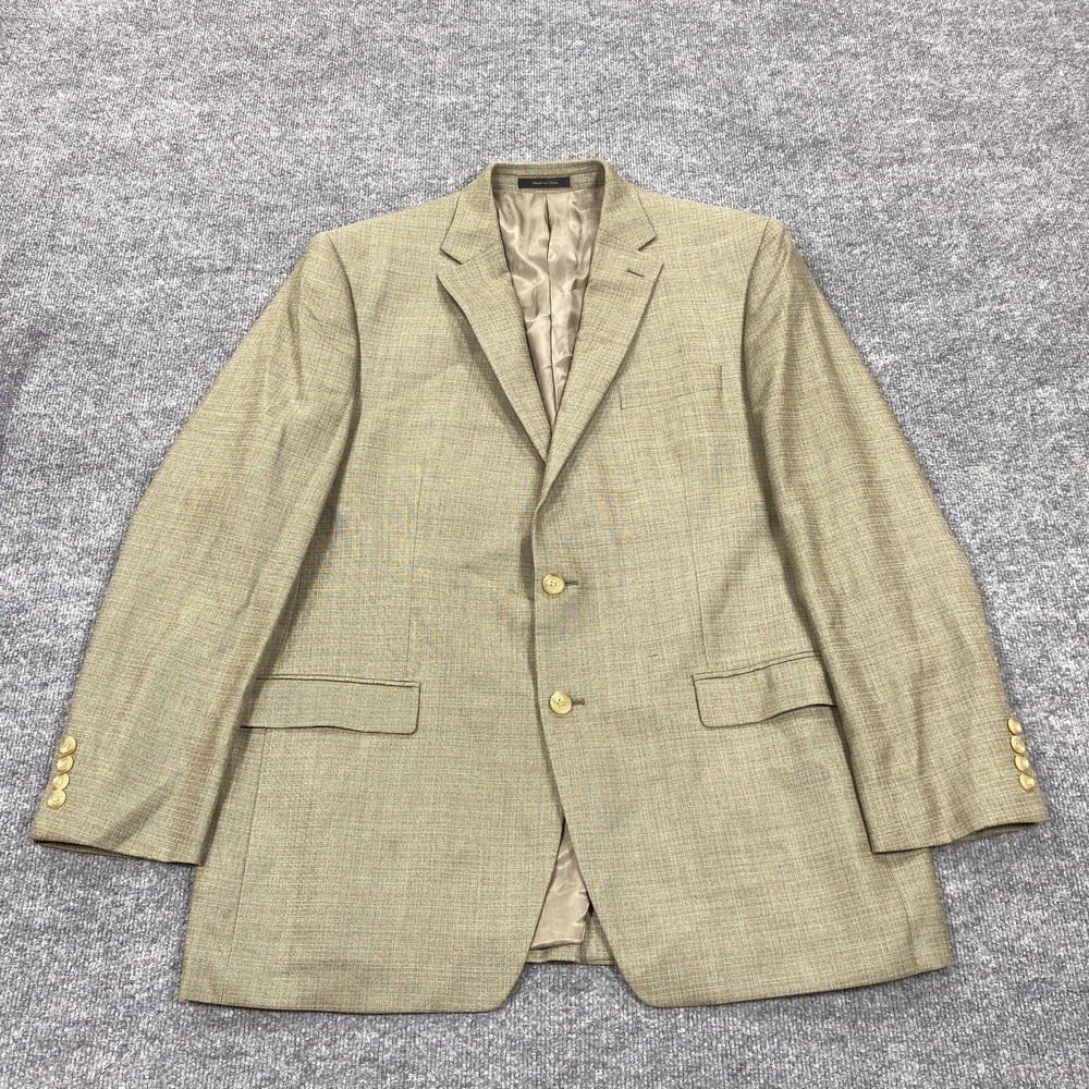Lauren Ralph Lauren Suit‎ Jacket Mens 46 Long Beige Silk Wool Tweed 2-Piece